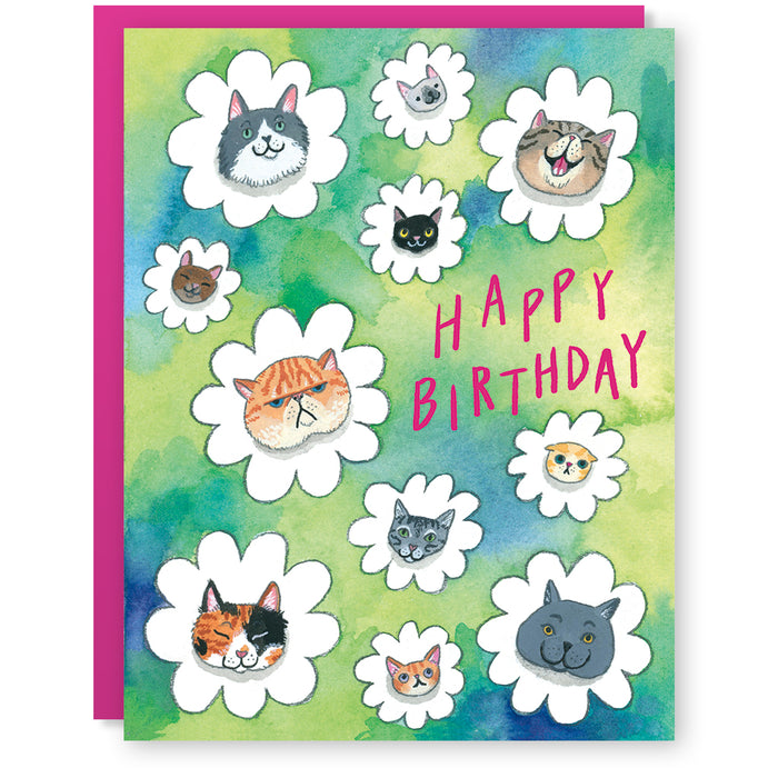 Cat Flowers Card