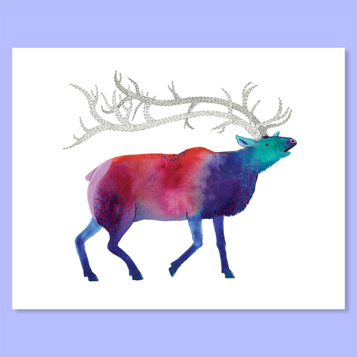 Aurora Elk Print